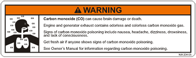 Carbon monoxide sticker